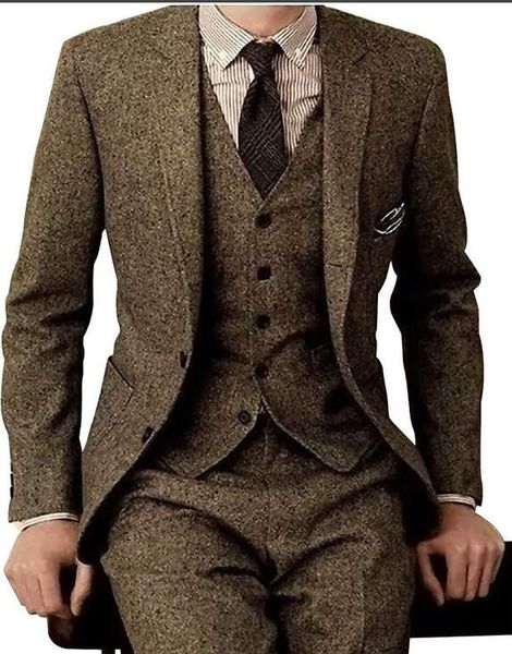brown tweed men suits 3 pieces formal business suit set custom gentle-mens groom wedding dress blazer suit(jacket+pants+vest), White;black
brown tweed men suits 3 pieces formal business suit set custom gentle-mens groom wedding dress blazer suit(jacket+pants+vest), White;black