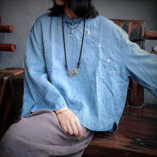 johnature vintage linen blue color women shirts 2020 autumn stand collar new casual nine quarter sleeve loose retro blouses, White
johnature vintage linen blue color women shirts 2020 autumn stand collar new casual nine quarter sleeve loose retro blouses, White