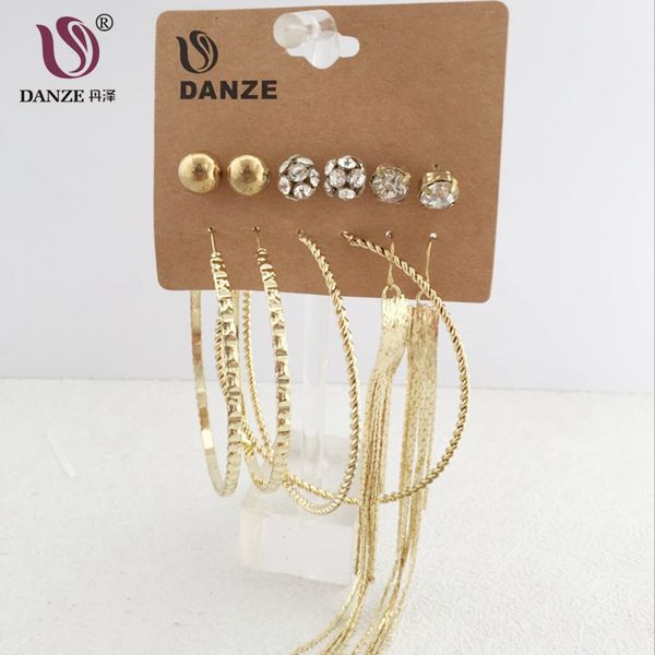 danze 6 pair/lot fashion big circle hoop earrings set for women elegant pattern crystal stud long tassel pendant jewelry, Golden
danze 6 pair/lot fashion big circle hoop earrings set for women elegant pattern crystal stud long tassel pendant jewelry, Golden