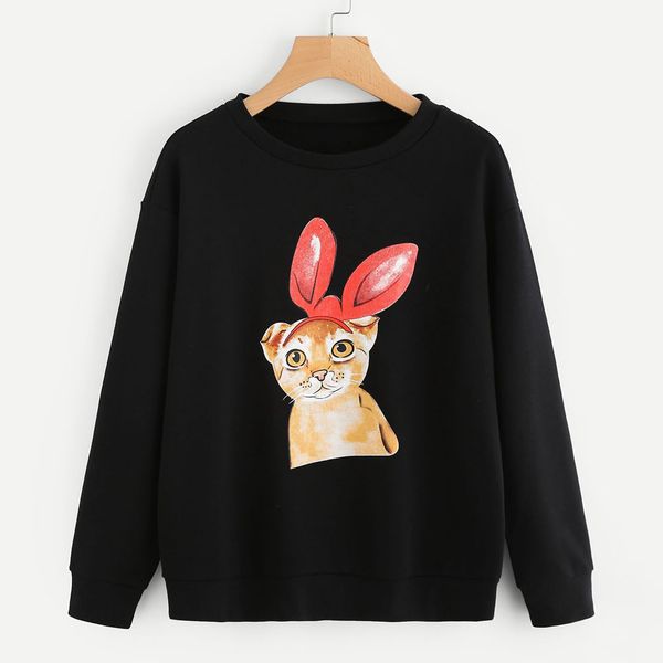 womens sweatshirt pullovers ladies vintage cat printed long sleeve autumn spring warm sweatshirt pullover casual blouse new, Black
womens sweatshirt pullovers ladies vintage cat printed long sleeve autumn spring warm sweatshirt pullover casual blouse new, Black