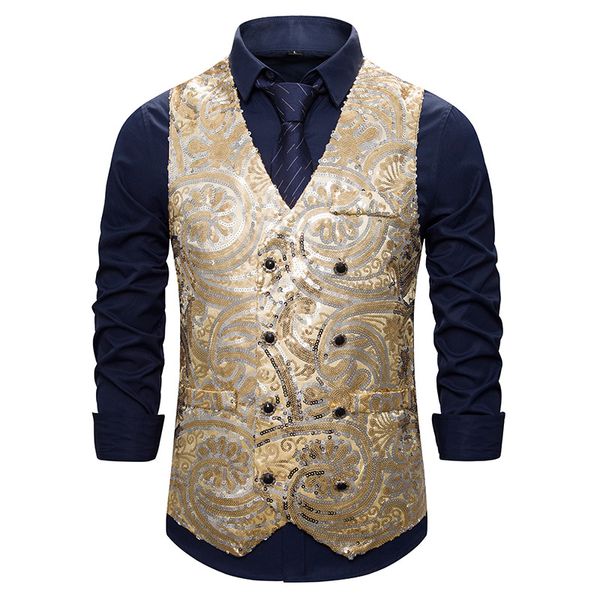 fashion slim fit double breasted vest men 2019 shiny sequins dj club prom dress vest waistcoat men stage gilet costume homme xxl, Black;white
fashion slim fit double breasted vest men 2019 shiny sequins dj club prom dress vest waistcoat men stage gilet costume homme xxl, Black;white
