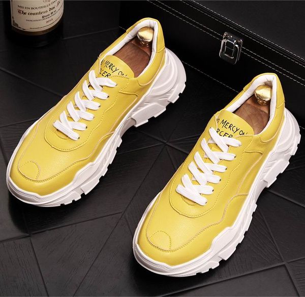 New Luxury Men Casual Comfort Shoes Fashion Yellow Lace Up Platform Trending Leisure Leather Shoes Man Thick Bottom Male
New Luxury Men Casual Comfort Shoes Fashion Yellow Lace Up Platform Trending Leisure Leather Shoes Man Thick Bottom Male
