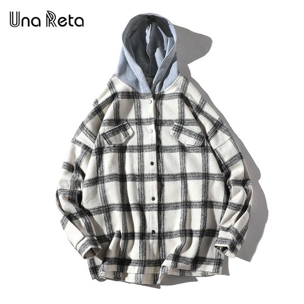 una reta men shirt with hooded autumn and spring new brand hip-hop lattice shirt coat men streetwear single breasted shirts, White;black
una reta men shirt with hooded autumn and spring new brand hip-hop lattice shirt coat men streetwear single breasted shirts, White;black