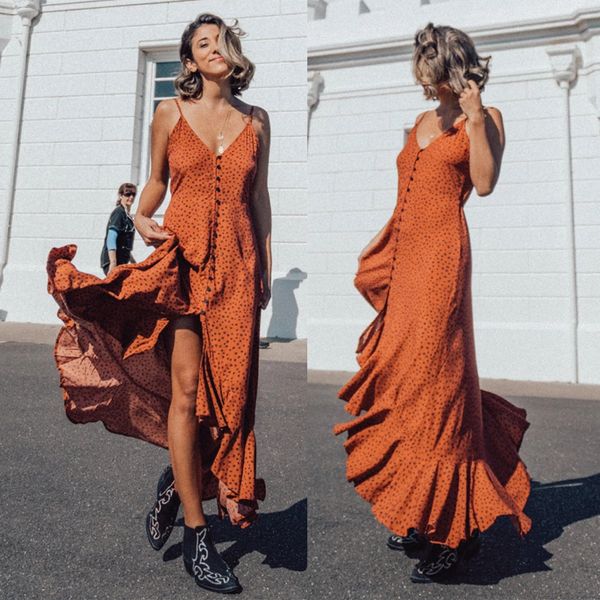 sweet polka dot womens dresses spaghetti strap print single breasted fashionable ladies clothing casual split dresses, Black;gray
sweet polka dot womens dresses spaghetti strap print single breasted fashionable ladies clothing casual split dresses, Black;gray