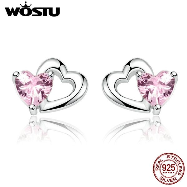 wostu genuine 925 sterling silver double heart shape pink cz romantic stud earrings for women wedding jewelry gift cqe090, Golden;silver
wostu genuine 925 sterling silver double heart shape pink cz romantic stud earrings for women wedding jewelry gift cqe090, Golden;silver