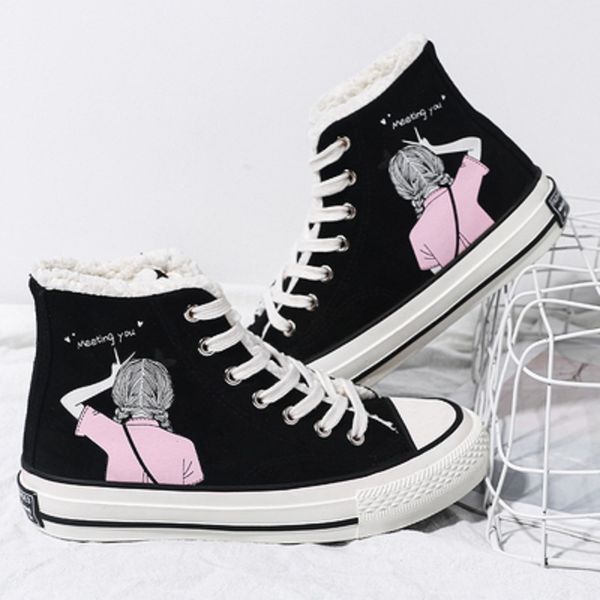 high-canvas shoes 2019 autumn and winter new korean version of wild and cashmere warm women's cotton shoes, Black
high-canvas shoes 2019 autumn and winter new korean version of wild and cashmere warm women's cotton shoes, Black