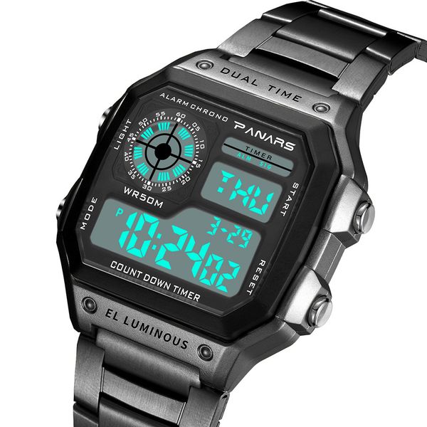 stainless steel strap men digital wristwatches multi function alarm clock calendar waterproof sport fashion electronic watch m1, Slivery;brown
stainless steel strap men digital wristwatches multi function alarm clock calendar waterproof sport fashion electronic watch m1, Slivery;brown
