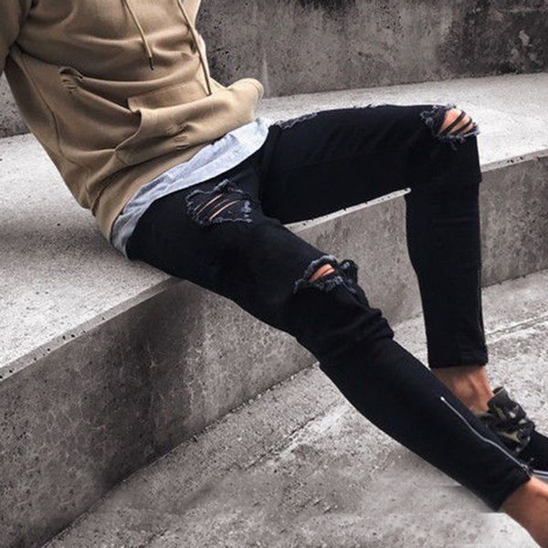 2019 new men's brand black jeans skinny fit ripped destroyed stretch slim hop hop cotton denim jean pants with holes for men, Blue
2019 new men's brand black jeans skinny fit ripped destroyed stretch slim hop hop cotton denim jean pants with holes for men, Blue