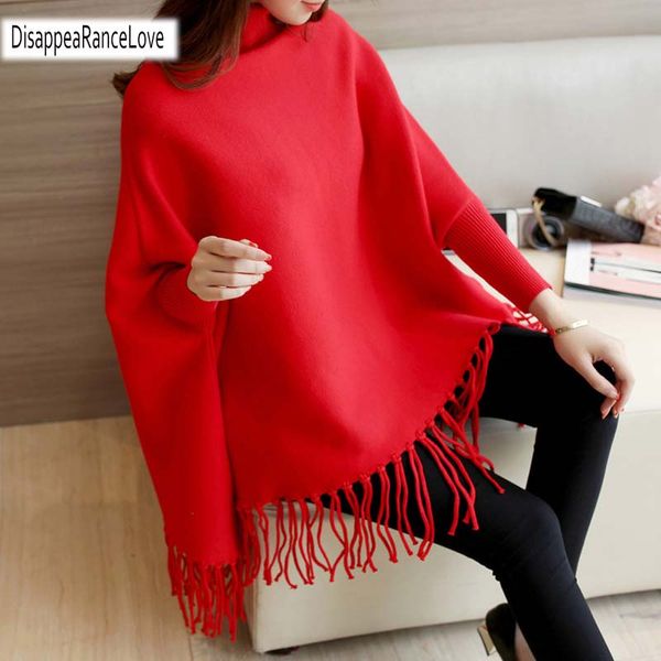 2019 women pullovers and sweaters loose tassel soft shawl poncho women turtleneck sweater bat long sleeve pullover sweater, White;black
2019 women pullovers and sweaters loose tassel soft shawl poncho women turtleneck sweater bat long sleeve pullover sweater, White;black