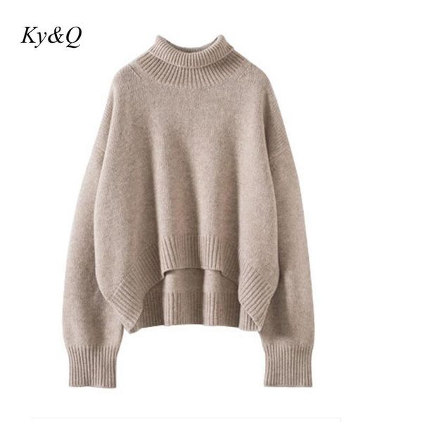 women's sweaters 2021 autumn winter fashion turtleneck solid color front short back long pullover knit elegant sleeve loose sweater, White;black
women's sweaters 2021 autumn winter fashion turtleneck solid color front short back long pullover knit elegant sleeve loose sweater, White;black