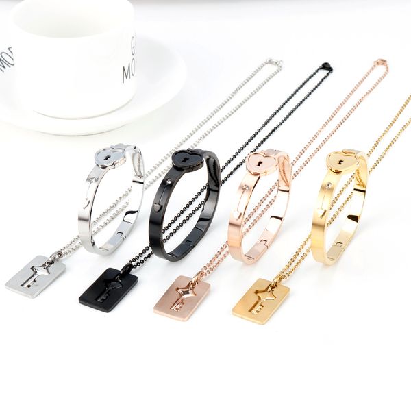 a set love heart lock key couple choker necklaces bracelet for women men lover choker stainless steel jewelry love accessory, Silver
a set love heart lock key couple choker necklaces bracelet for women men lover choker stainless steel jewelry love accessory, Silver
