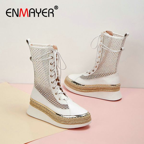 enmayer 2020 basic mid-calf boots genuine leather mesh (air mesh) lace-up round toe round toe patchwork shoes woman 34-39, Black
enmayer 2020 basic mid-calf boots genuine leather mesh (air mesh) lace-up round toe round toe patchwork shoes woman 34-39, Black
