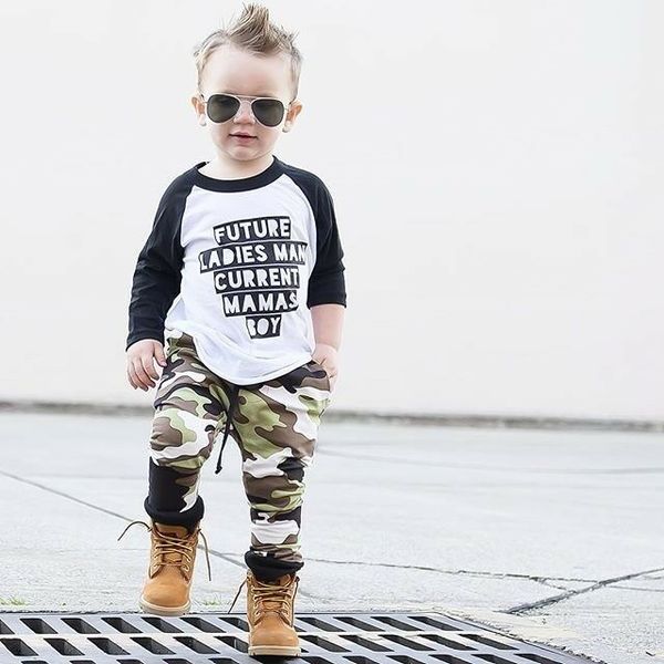 мода 2pc baby boy одежда outfit infant kid письмо камуфляж с длинным рукавом + pant одежды, White
мода 2pc baby boy одежда outfit infant kid письмо камуфляж с длинным рукавом + pant одежды, White