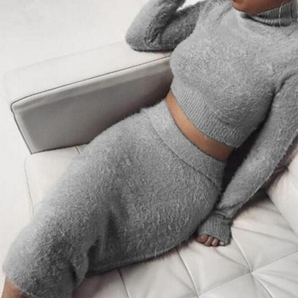 set (2pcs )autumn women bandage suit long sleeve fleece crop pencil midi skirt solid bodycon dress sweater tracksuit female s-xl, Gray
set (2pcs )autumn women bandage suit long sleeve fleece crop pencil midi skirt solid bodycon dress sweater tracksuit female s-xl, Gray