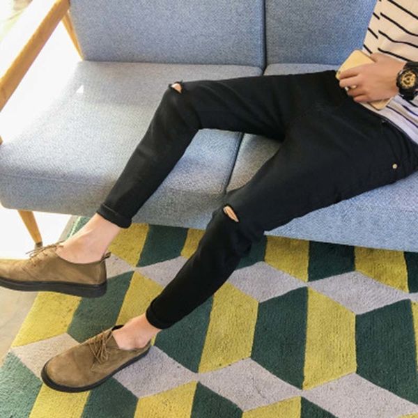 men's jeans 2021 hole ankle-length pants men korean fashion solid color thin stretch trousers mens street casual sports brand, Blue
men's jeans 2021 hole ankle-length pants men korean fashion solid color thin stretch trousers mens street casual sports brand, Blue
