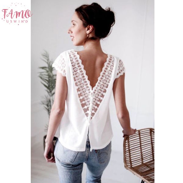 women boho summer loose chiffon causal short sleeve lace blouse ladies v neck solid white blouses backless haut femme
women boho summer loose chiffon causal short sleeve lace blouse ladies v neck solid white blouses backless haut femme