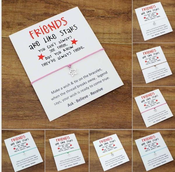wish bracelet with gift card friends are like stars charm bracelets bangles for women men friendship statement jewelry n201, Golden;silver
wish bracelet with gift card friends are like stars charm bracelets bangles for women men friendship statement jewelry n201, Golden;silver