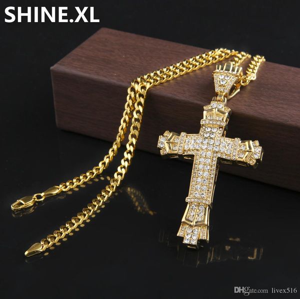 men gold cross pendant necklace with stainless steel cuban chain hip hop iced out rhinestone bling party jewelry, Silver
men gold cross pendant necklace with stainless steel cuban chain hip hop iced out rhinestone bling party jewelry, Silver