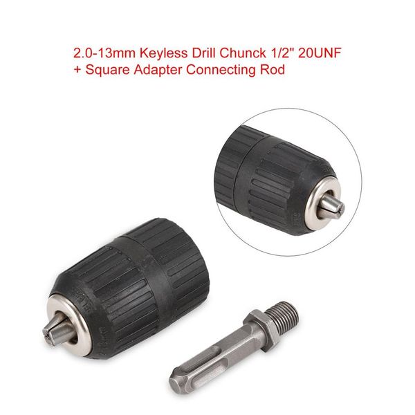 2.0-13mm keyless iron drill chunck 1/2" 20unf and square adapter connecting rod for electric drills rotary manchine tools
2.0-13mm keyless iron drill chunck 1/2" 20unf and square adapter connecting rod for electric drills rotary manchine tools