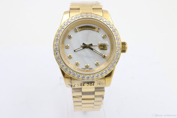 mens watch day date diamond bezel shell dial automatic movement mechanical sapphire glass gold stainless steel men watches, Slivery;brown
mens watch day date diamond bezel shell dial automatic movement mechanical sapphire glass gold stainless steel men watches, Slivery;brown