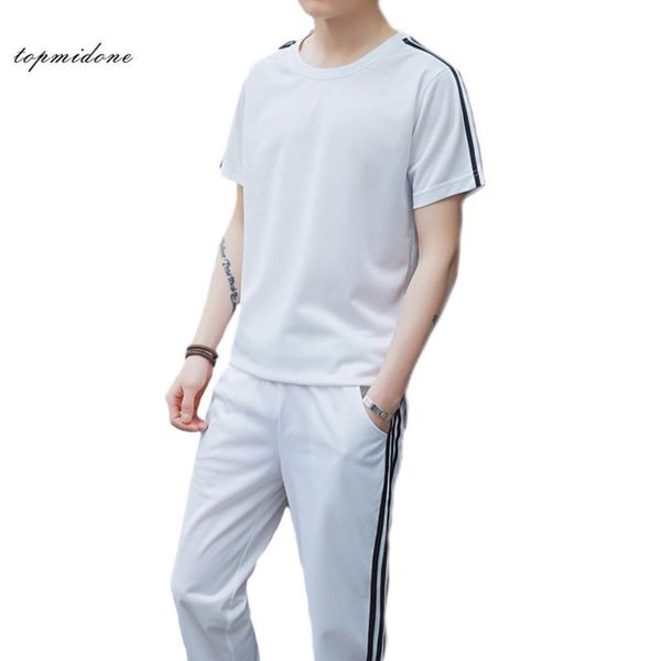 summer men's tracksuit set sportswear fitness short t-shirt suit solid stripes two-piece men jogger long pants sudaderas hombre, Gray
summer men's tracksuit set sportswear fitness short t-shirt suit solid stripes two-piece men jogger long pants sudaderas hombre, Gray