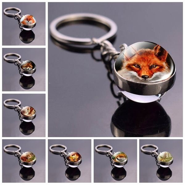 red fox glass ball keychain wildlife fox key buckle animal pattern key rings pendant, Silver
red fox glass ball keychain wildlife fox key buckle animal pattern key rings pendant, Silver