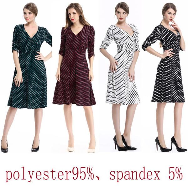 comfortable dress women's vintage casual dress three quarter sleeve deep v collar wave dot printing spring and summer, White
comfortable dress women's vintage casual dress three quarter sleeve deep v collar wave dot printing spring and summer, White