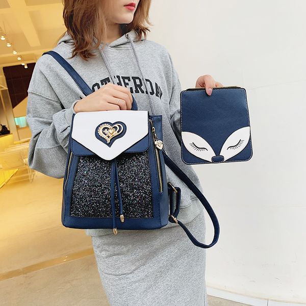 beibaobao fashion women's backpacks pu sequins women backpack 2020 new girls school bag ladies student bag