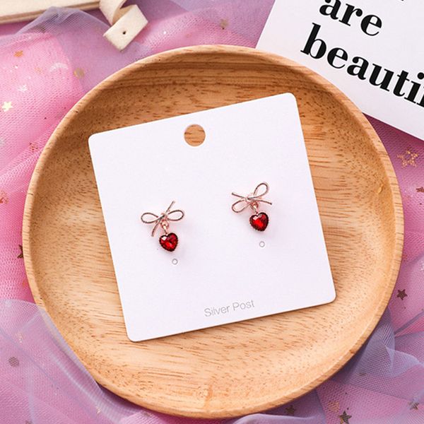 2019 new fashion metal bowknot red crystal heart earrings sweet women statement drop accessories korean elegant brincos gift, Silver
2019 new fashion metal bowknot red crystal heart earrings sweet women statement drop accessories korean elegant brincos gift, Silver