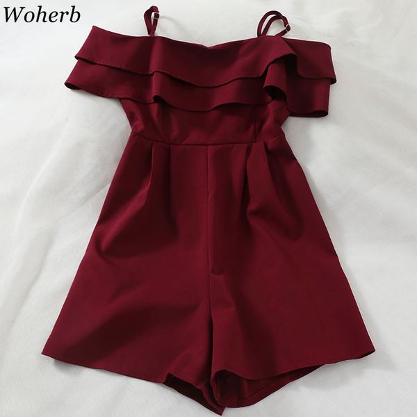 woherb off shoulder red black romper summer high waist wide leg playsuit women spaghetti strap elegant jumpsuit ruffle rompers, Black;white
woherb off shoulder red black romper summer high waist wide leg playsuit women spaghetti strap elegant jumpsuit ruffle rompers, Black;white