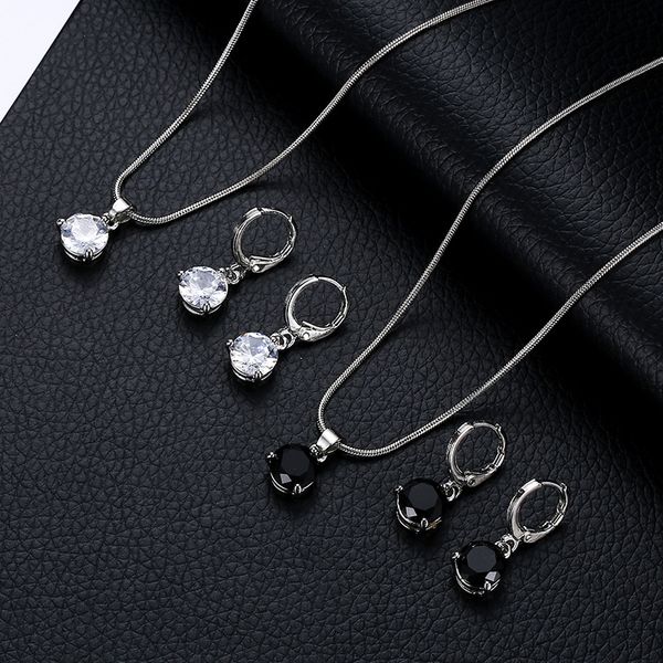 new fashion shiny zircon earring necklace set accessories colorfull charming pendant and dangling earring set for lady girls, Silver
new fashion shiny zircon earring necklace set accessories colorfull charming pendant and dangling earring set for lady girls, Silver