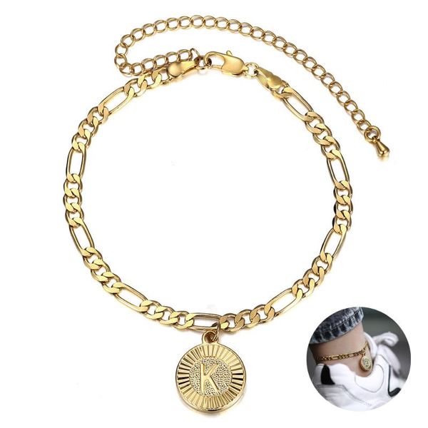 new initial letter pendant charm anklet 5mm gold color figaro link chain stainless steel anklet for women jewelry gifts lka11a, Red;blue
new initial letter pendant charm anklet 5mm gold color figaro link chain stainless steel anklet for women jewelry gifts lka11a, Red;blue