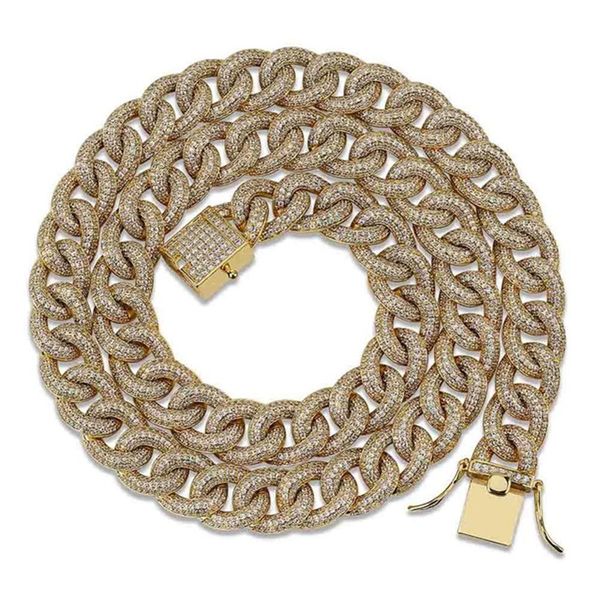 15mm full iced out zircon cuban link chain necklace gold sliver color plated mens hip hop jewelry 18" 22", Silver
15mm full iced out zircon cuban link chain necklace gold sliver color plated mens hip hop jewelry 18" 22", Silver