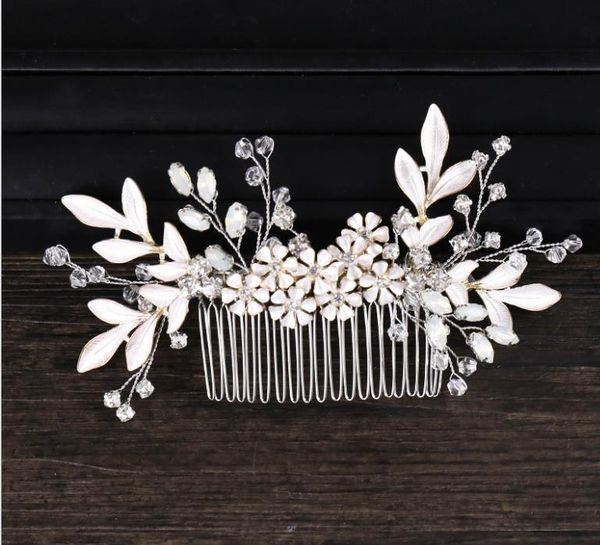 white leaf hair accessories hair comb european and american bridal tiara wedding tiara accessories bridal jewelry, Silver
white leaf hair accessories hair comb european and american bridal tiara wedding tiara accessories bridal jewelry, Silver