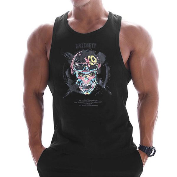 men bodybuilding cotton tank gyms fitness workout sleeveless shirt male summer casual skull print stringer singlet clothing, White;black
men bodybuilding cotton tank gyms fitness workout sleeveless shirt male summer casual skull print stringer singlet clothing, White;black