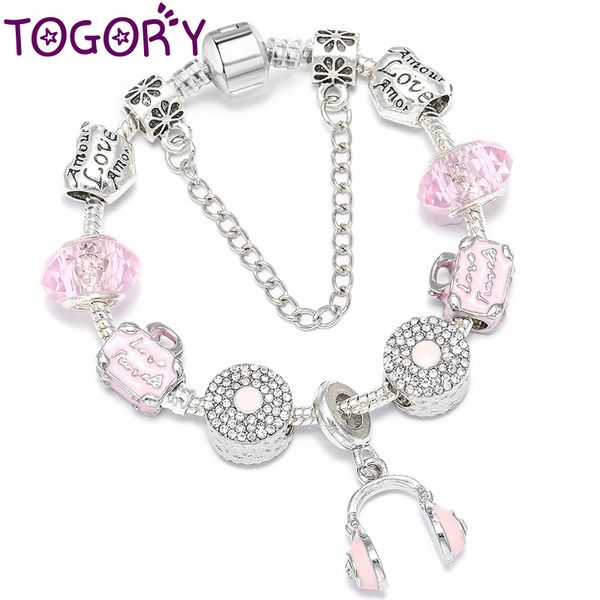 togory silver color headset pendat charm bracelets & bangles with silver plated beads bracelet for women wedding vintage jewelry, Golden;silver
togory silver color headset pendat charm bracelets & bangles with silver plated beads bracelet for women wedding vintage jewelry, Golden;silver