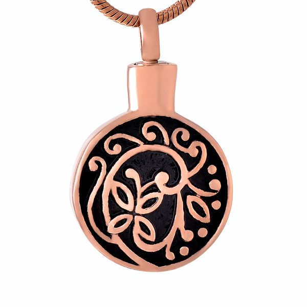 новый z281 розовое золото flowerround нержавеющая сталь кремация кулон пепел держатель мемориал памятная урна ювелирные изделия ожерелье для, Silver