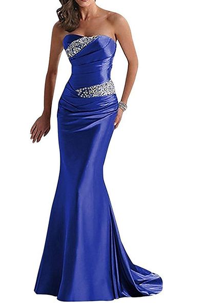 setwell strapless mermaid evening dress sleeveless pleated beaded formal prom party gown for women, Black;red
setwell strapless mermaid evening dress sleeveless pleated beaded formal prom party gown for women, Black;red