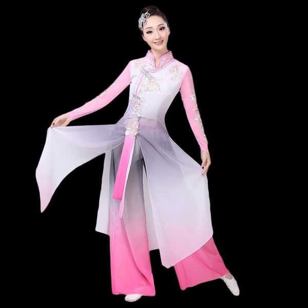 2019 elegant chinese classical dance costumes female wind fresh elegant yangko fan dance clothes clothes, Black;red
2019 elegant chinese classical dance costumes female wind fresh elegant yangko fan dance clothes clothes, Black;red