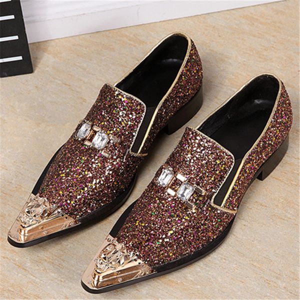 fashion bling slip on iron pointed toe men dress shoes customized british style stage wedding breathable shoes, Black
fashion bling slip on iron pointed toe men dress shoes customized british style stage wedding breathable shoes, Black