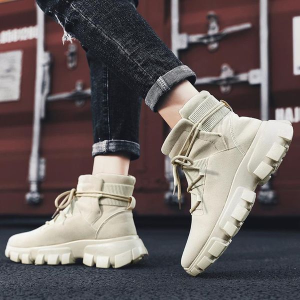 men's high-lace up pure casual boots thick-soled slip-on tooling shoes fashion comfortable soft personality shoes #g2, Black
men's high-lace up pure casual boots thick-soled slip-on tooling shoes fashion comfortable soft personality shoes #g2, Black