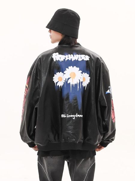 harajuku graffiti leather black bomber jacket oversize stand windbreaker black outwear coats ciuple streetwear clothes, Black;brown
harajuku graffiti leather black bomber jacket oversize stand windbreaker black outwear coats ciuple streetwear clothes, Black;brown