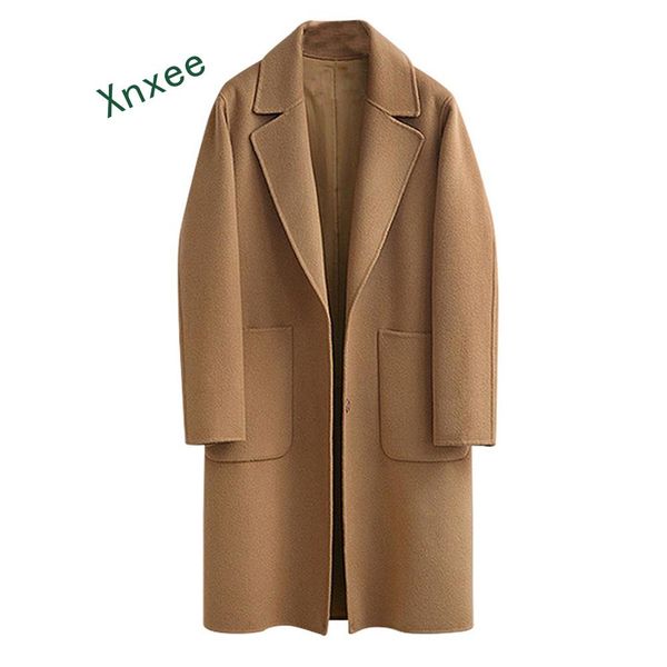 xnxee design black camel wool coat women thick warm vintage turn-down collar jacket blend long sleeve lapel button coats
xnxee design black camel wool coat women thick warm vintage turn-down collar jacket blend long sleeve lapel button coats