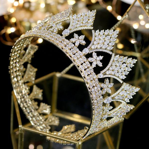 vintage round gold crown luxury wedding tiara bridal hair accessories wedding dress accessories zircon crown, Silver
vintage round gold crown luxury wedding tiara bridal hair accessories wedding dress accessories zircon crown, Silver
