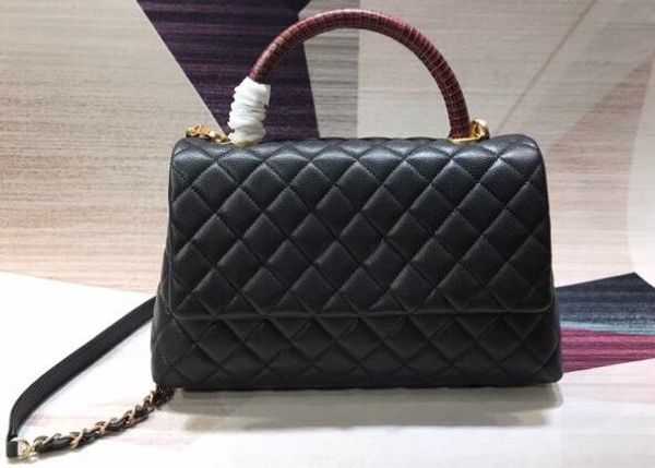 5a 29cm caviar calfskin quilted flap bag with lizard handle totes for women with dust bag ing
5a 29cm caviar calfskin quilted flap bag with lizard handle totes for women with dust bag ing