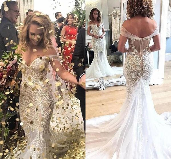 exquisite embroidery appliqued mermaid wedding dresses formal sheer off shoulder straps button covered back sweep train bridal gowns, White
exquisite embroidery appliqued mermaid wedding dresses formal sheer off shoulder straps button covered back sweep train bridal gowns, White