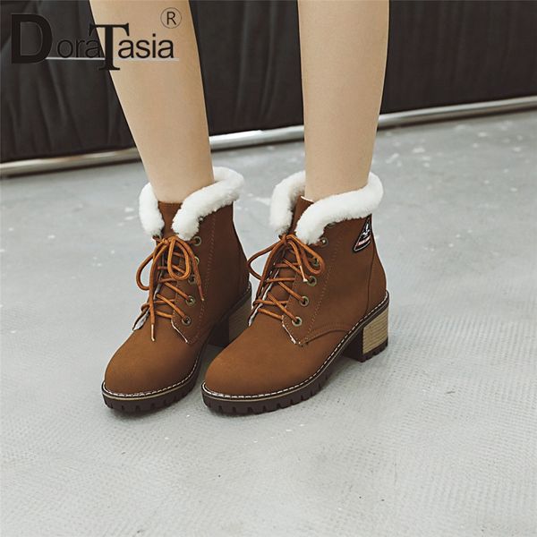doratasia brand new ladies chunky heels lace up sheos woman casual party office winter warm fur ankle boots women anow boots, Black
doratasia brand new ladies chunky heels lace up sheos woman casual party office winter warm fur ankle boots women anow boots, Black