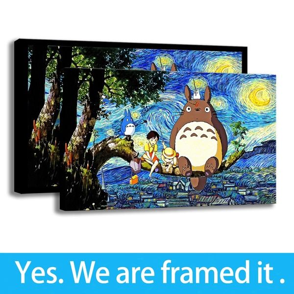 framed van gogh starry night painting art my neighbor totoro print on canvas - kids room decor - ready to hang
framed van gogh starry night painting art my neighbor totoro print on canvas - kids room decor - ready to hang