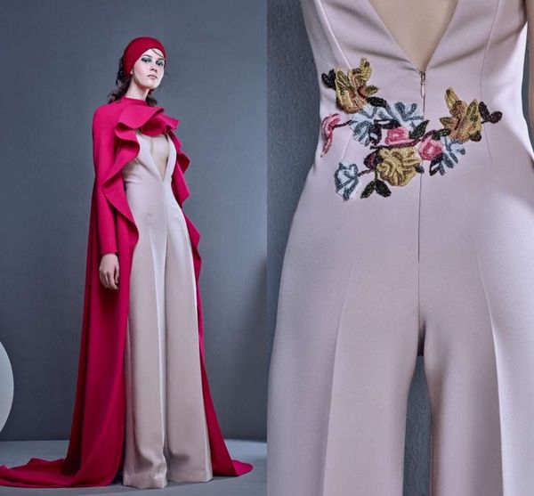 embroidery jumpsuits 2019 new prom dresses with cape deep v neck formal evening gowns dress party wear, Black
embroidery jumpsuits 2019 new prom dresses with cape deep v neck formal evening gowns dress party wear, Black