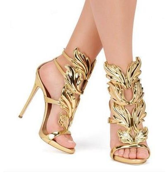 new winge butterfly leaf woman sandals rhinestone stiletto heels summer gladiators genuine leather strappy gold wedding party dress shoes, Black
new winge butterfly leaf woman sandals rhinestone stiletto heels summer gladiators genuine leather strappy gold wedding party dress shoes, Black